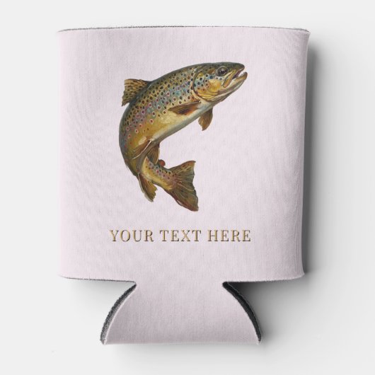 トラウトフィッシングデザインのオーダーメイドフィッシングギフト 缶クーラー (正面)