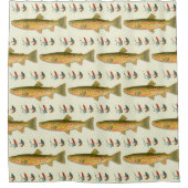 トラウト淡水魚釣りレイクキャビンバス シャワーカーテン (正面)