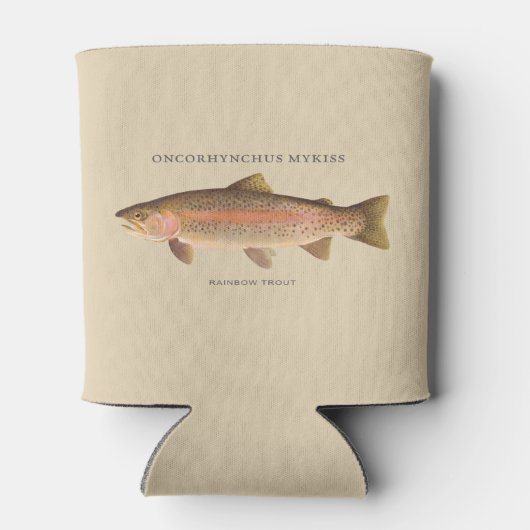 トラウト魚釣りとヴィンテージレインボートラウト画像 缶クーラー (裏面)