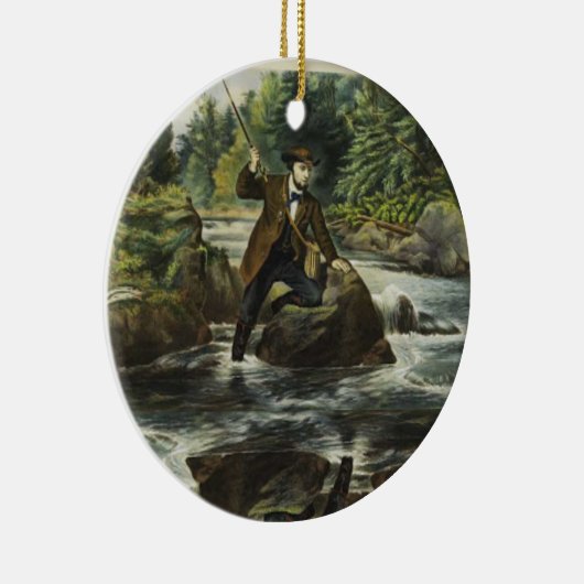 トラウト魚釣りプリントバイキュリアアンドイヴ セラミックオーナメント (右)