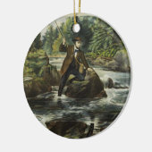 トラウト魚釣りプリントバイキュリアアンドイヴ セラミックオーナメント (左)