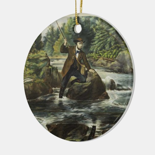 トラウト魚釣りプリントバイキュリアアンドイヴ セラミックオーナメント (左)