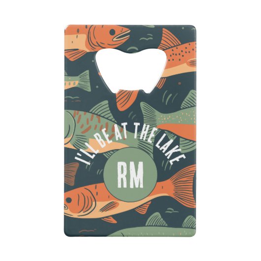 トラウト魚釣りモノグラム クレジットカード栓抜き (正面)