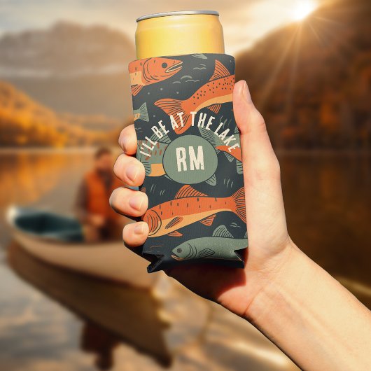 トラウト魚釣りモノグラム スリム缶クーラー