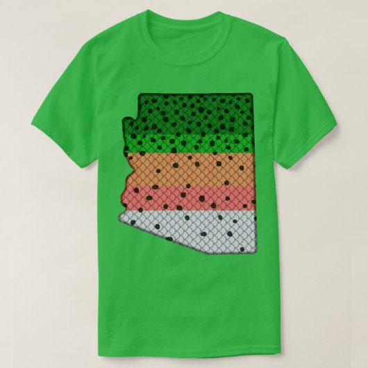 トラウト魚釣りレインボートラウトパターンアリゾナ州 Tシャツ (デザイン正面)