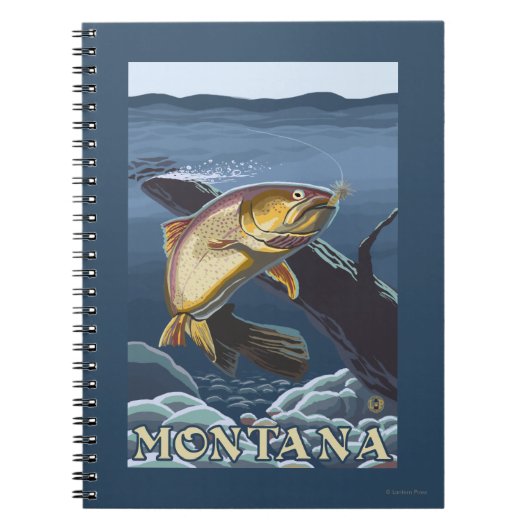 トラウト魚釣り断面 – モンタナ ノートブック (正面)