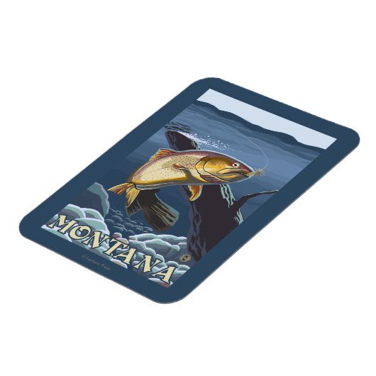 トラウト魚釣り断面 – モンタナ マグネット (左側)