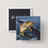 トラウト魚釣り断面 – ヴィンテージ旅行 缶バッジ (正面&裏面)
