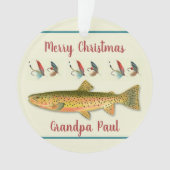 トラウト魚釣り祖父写真テンプレート オーナメント (正面)