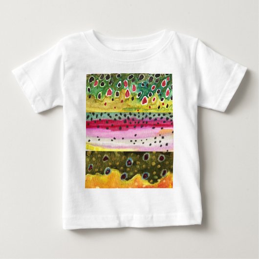 トラウト魚釣り魚類学 ベビーTシャツ (正面)