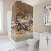 「トラウト魚釣り」ウェスタン・アートbyフランク・フェラー シャワーカーテン (インサイチュ)