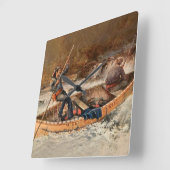 「トラウト魚釣り」ウェスタン・アートbyフランク・フェラー スクエア壁時計 (傾斜)