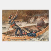 「トラウト魚釣り」ウェスタン・アートbyフランク・フェラー ラッピングペーパーシート (正面)