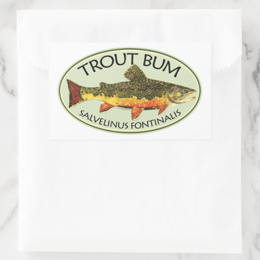 トラウバム魚釣り 長方形シール (バッグ)