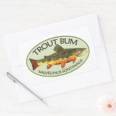 トラウバム魚釣り 長方形シール (封筒)