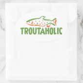 トラウフィッシャーマン魚釣り 楕円形シール (バッグ)