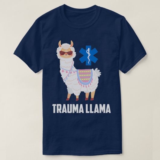 トラウマおもしろいラマEmt ErナースファーストレスポンダーGa Tシャツ (デザイン正面)