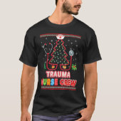 トラウマナースクルーのクリスマスツリー聴診器の汗 Tシャツ (正面)