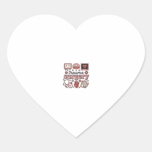 トラウマ手術 ビンテージ医療ベクターTシャツデザイン ハートシール (正面)