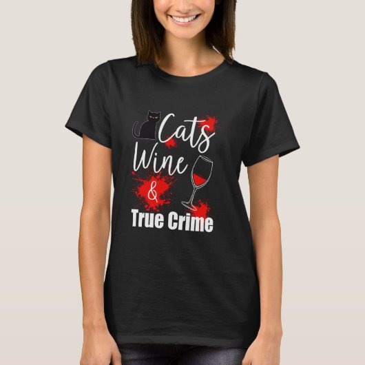 トラウマ・サスペンス好きな猫好きのためのワイン Tシャツ (正面)