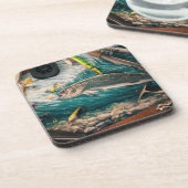 トラウ素朴トとルース | フライフィッシング用コルクコースター コースター (左側)