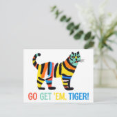 トラカラフルネコ感動的勇気付けられる ポストカード (スタンド正面)