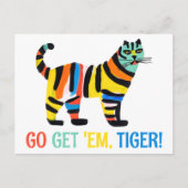 トラカラフルネコ感動的勇気付けられる ポストカード (正面)