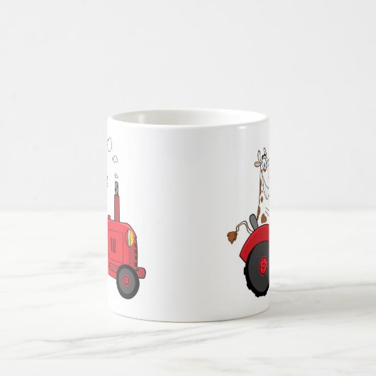 トラクおもしろいタ上のファーム牛パーソナライズされた コーヒーマグカップ (中央)