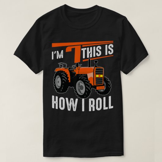 トラクおもしろいタ7th誕生日ギフトかわいい7歳 tシャツ (デザイン正面)