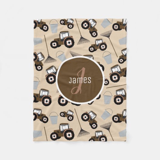 トラクカスタマイズトラックトラックパターンファーム機器 フリースブランケット (正面)