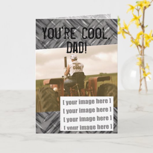 トラクカッコいいターの父の日のカード：写真の追加 カード (黄色い花)