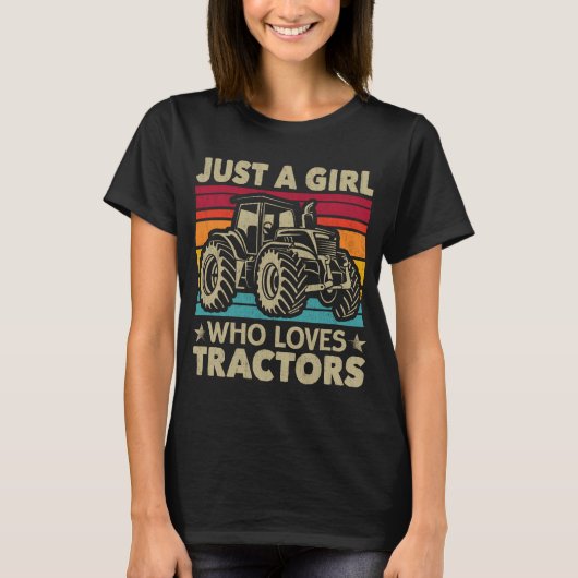 トラククールター好きトラクター好きの女の子 Tシャツ (正面)