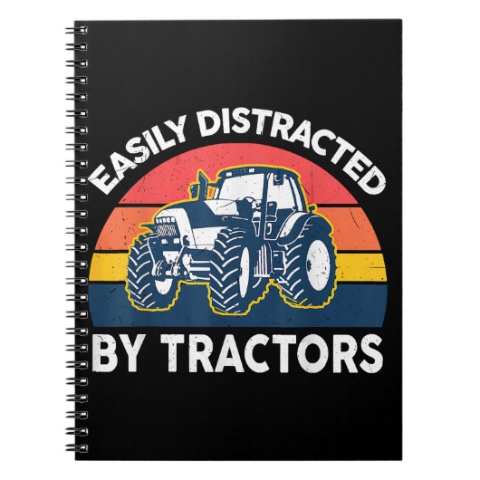 トラクタおもしろいーとシャツの農家Fに簡単に気を取られる ノートブック (正面)