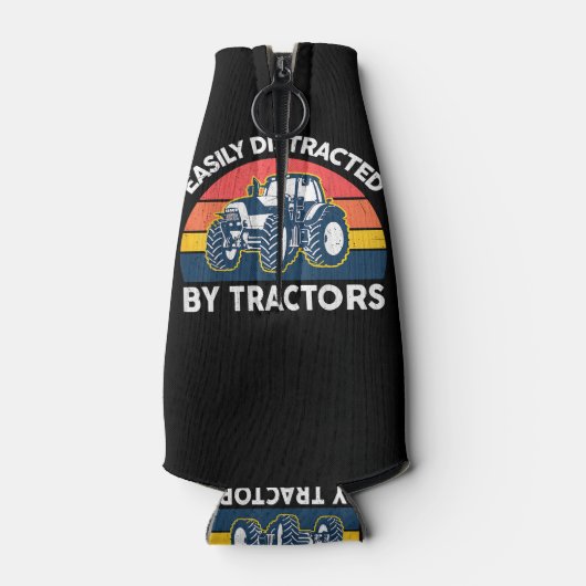 トラクタおもしろいーとシャツの農家Fに簡単に気を取られる ボトルクーラー (裏面)