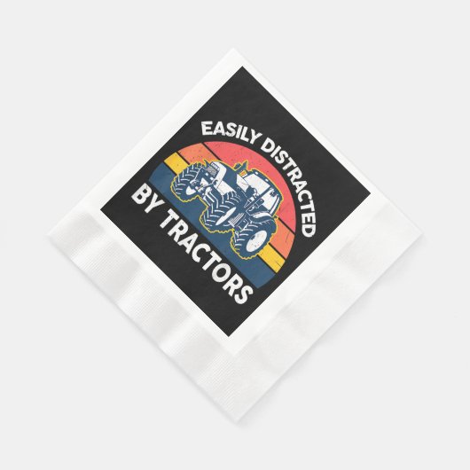 トラクタおもしろいーとシャツの農家Fに簡単に気を取られる 縁ありランチョンナプキン (角)
