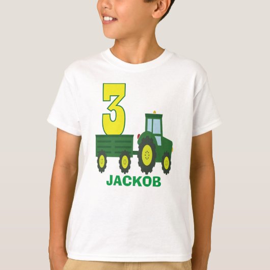 トラクタの誕生日シャパーソナライズされたツ- 3歳の誕生日 Tシャツ (正面)