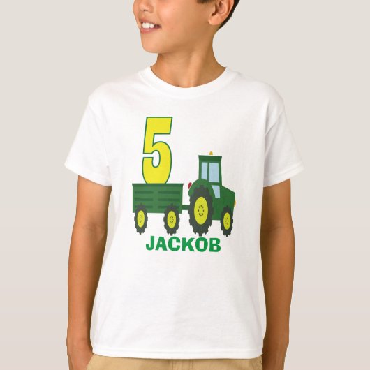 トラクタの誕生日シャパーソナライズされたツ- 5歳の誕生日 Tシャツ (正面)