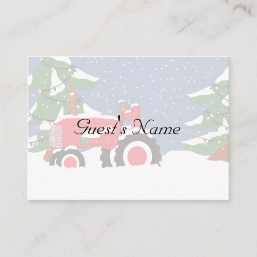 トラクタクリスマス結婚のテーブル座席表 プレイスカード (正面)