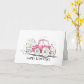 トラクタハッピーバースデーカード カード (黄色い花)