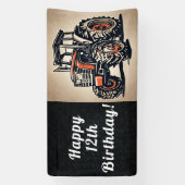 トラクタハッピーバースデー農業機器時代 横断幕 (縦)