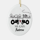 トラクタパーソナライズされたファーム第1クリスマス セラミックオーナメント (右)