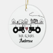 トラクタパーソナライズされたファーム第1クリスマス セラミックオーナメント (左)