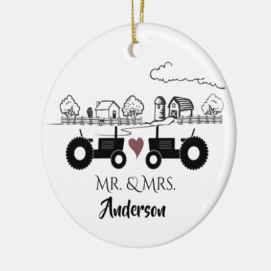 トラクタパーソナライズされたファーム第1クリスマス セラミックオーナメント (左)
