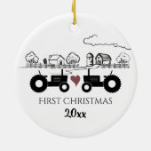 トラクタパーソナライズされたファーム第1クリスマス セラミックオーナメント (裏面)