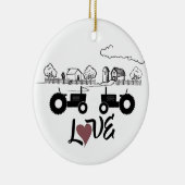 トラクタパーソナライズされたーカップルファームLOVEクリスマス セラミックオーナメント (右)