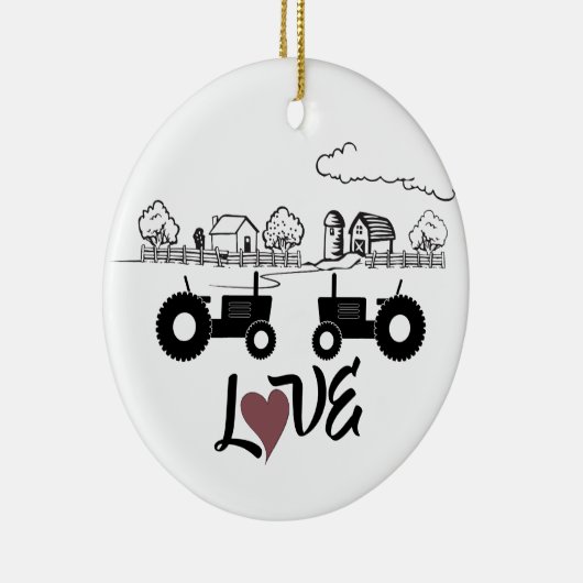 トラクタパーソナライズされたーカップルファームLOVEクリスマス セラミックオーナメント (右)