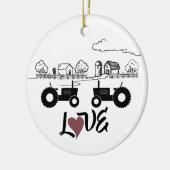 トラクタパーソナライズされたーカップルファームLOVEクリスマス セラミックオーナメント (左)