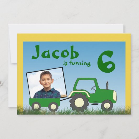 トラクタパーティの招待状:カート内の写真 招待状 (正面)