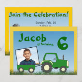 トラクタパーティの招待状:カート内の写真 招待状 (正面/裏面)