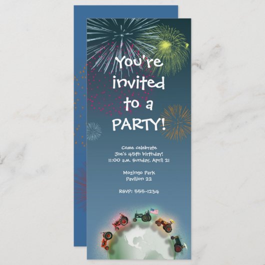 トラクタパーティの招待状 招待状 (正面/裏面)